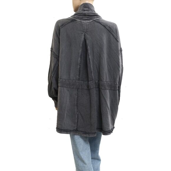 Free People Boothbay Sweatshirt Jacket Cardi Top Ventilated Oversized XL 283625 - Picture 7 of 8